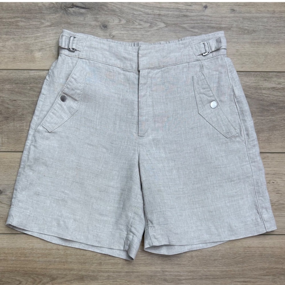 Athleta Womens Natural Linen Utility Shorts Adjustable Waist Size 4 Scandi